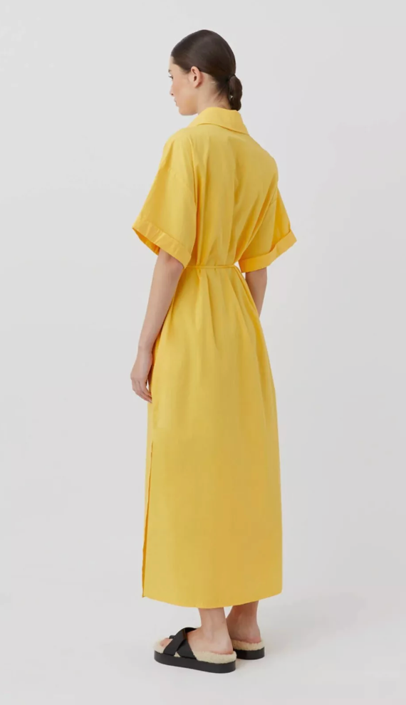 Wally Shirt Midi Dress Honey Yellow Gold