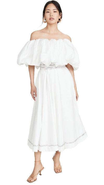 Prima Puff Midi Dress White