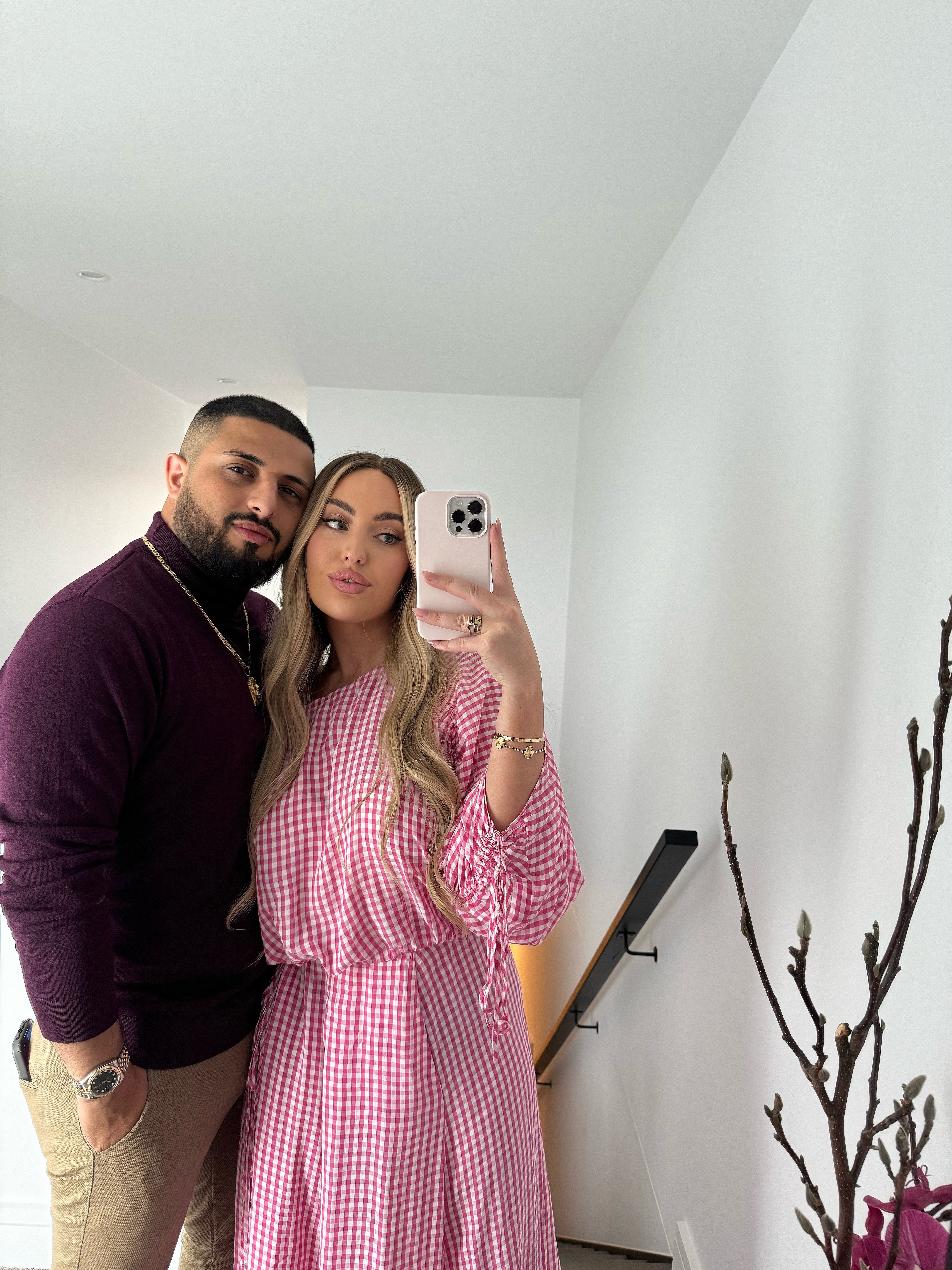 Raspberry Gingham Drawcord Set