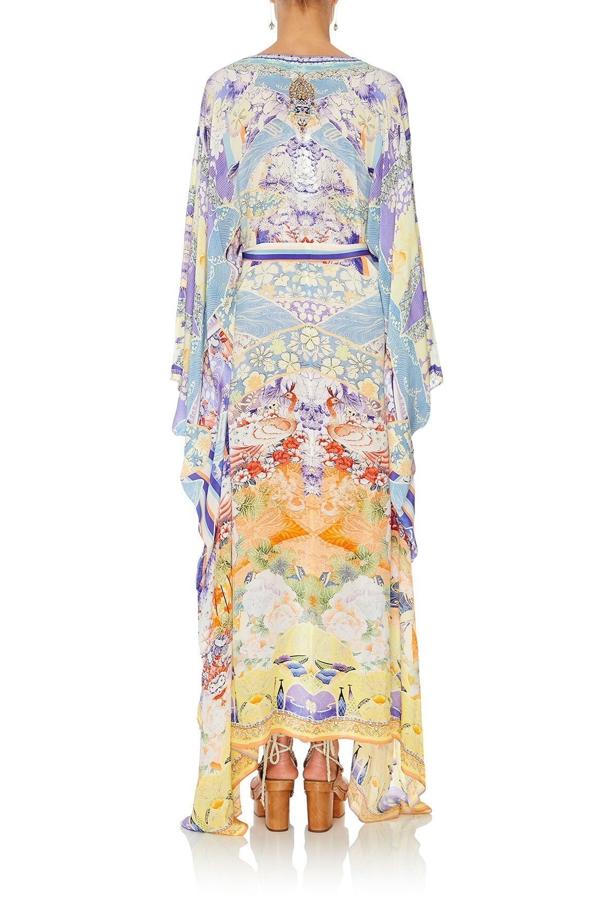 Girl In The Kimono Split Hem Lace Up Kaftan