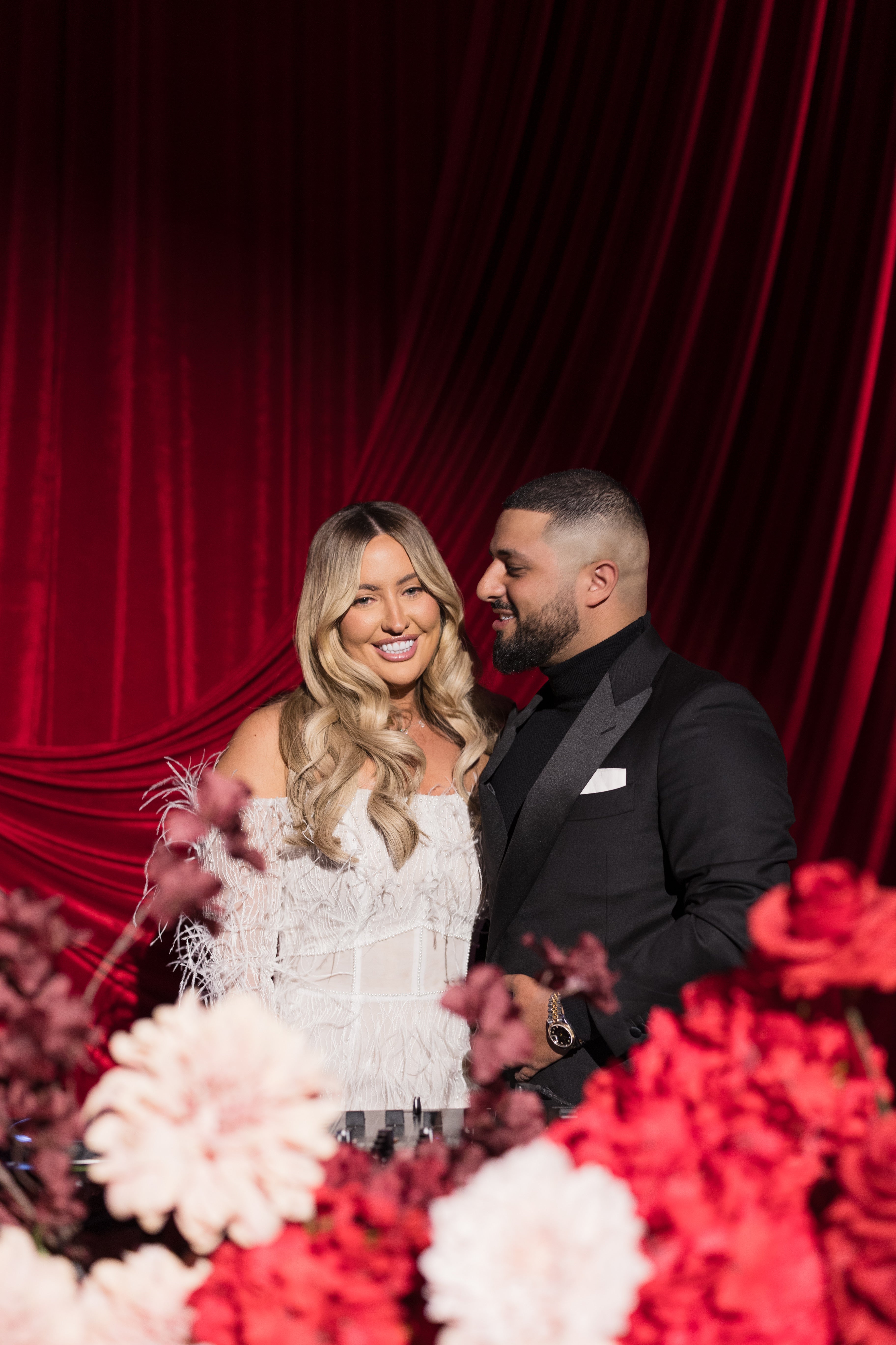 Feathered corset Alin Le Kal wedding dress