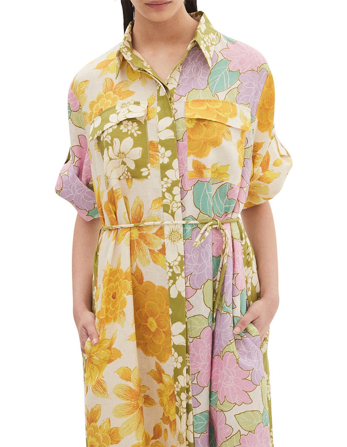Elora Patchwork Shirt Dress