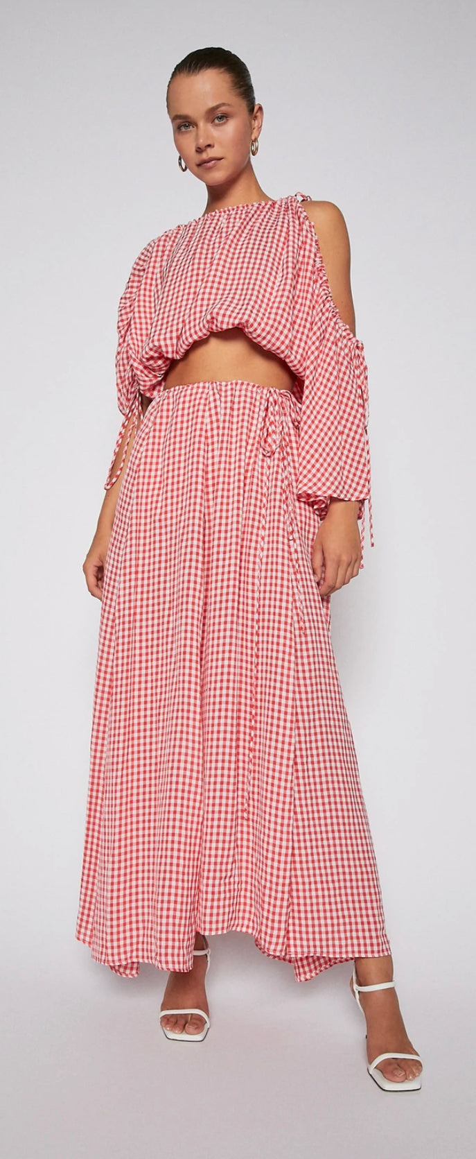 Raspberry Gingham Drawcord Set