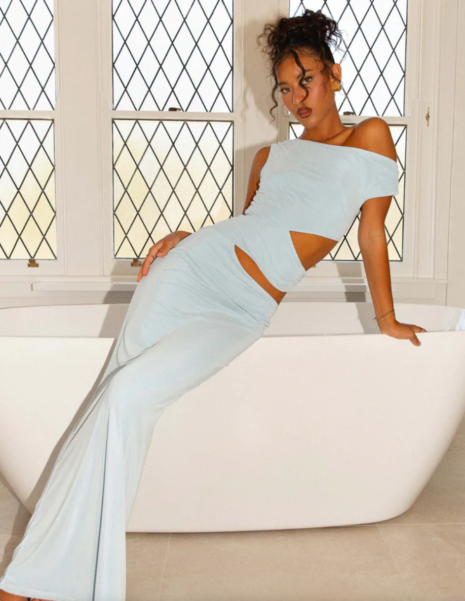 Margot One Shoulder Maxi Dress - Sky Blue