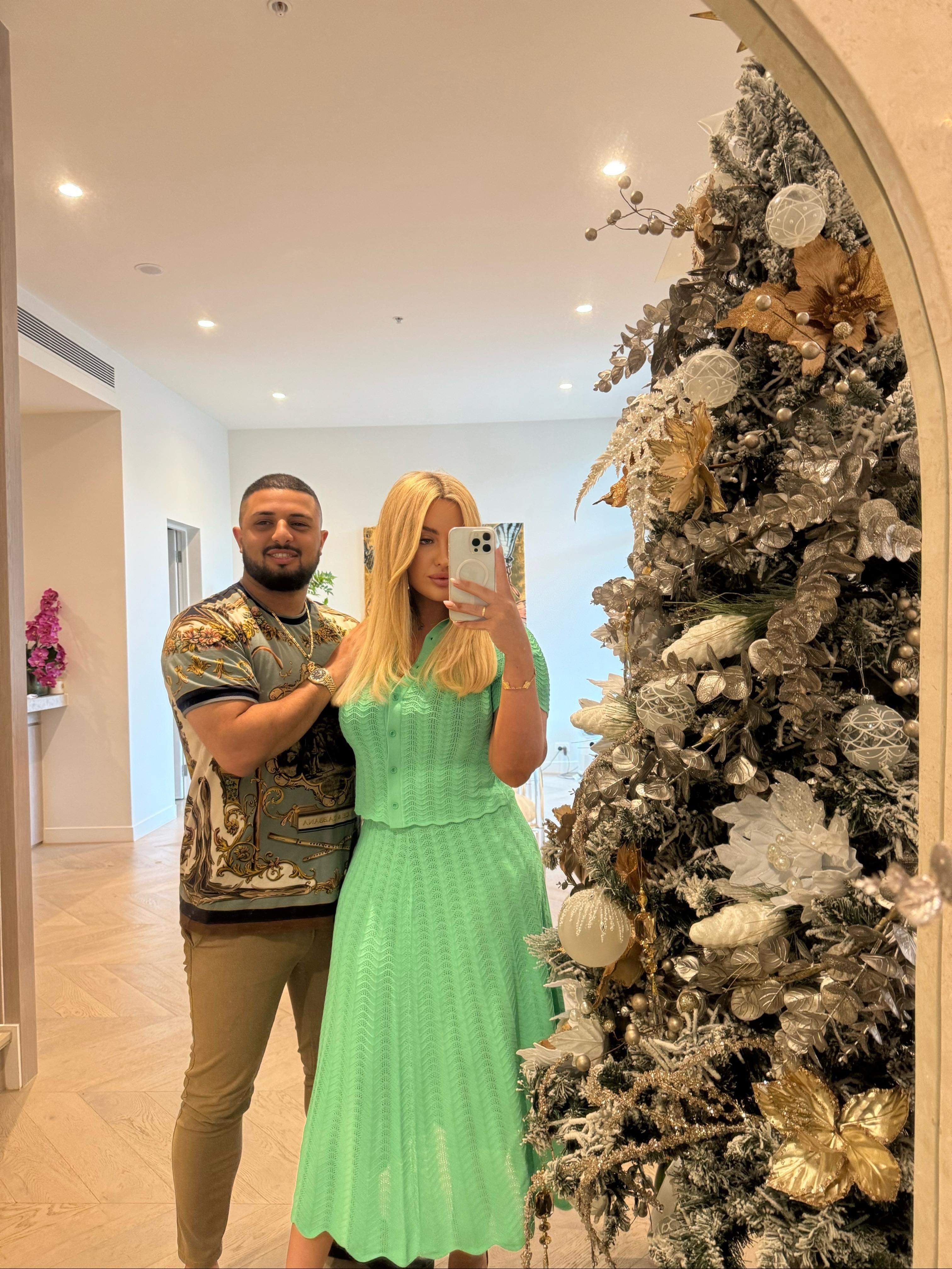 Pleat Lace Shirt Green Set