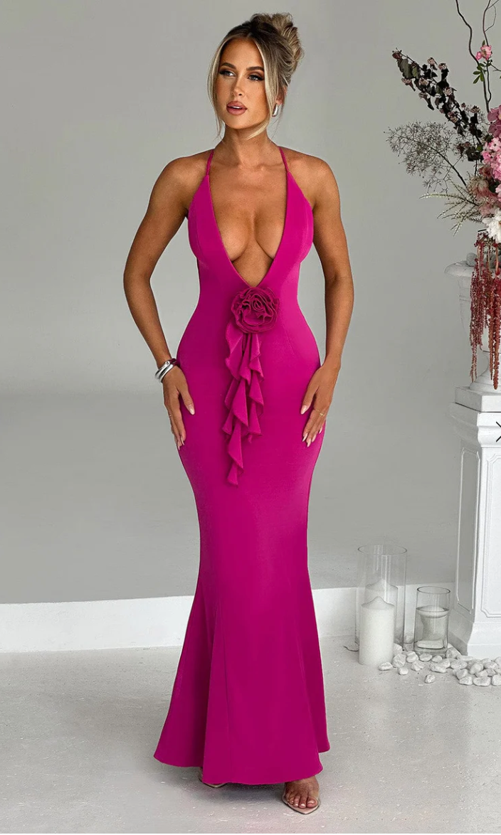Constantina Maxi Dress Hot Pink