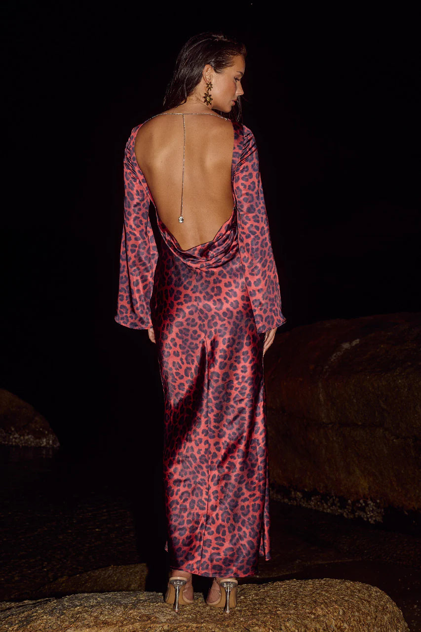 Xaria Maxi Dress Red Leopard