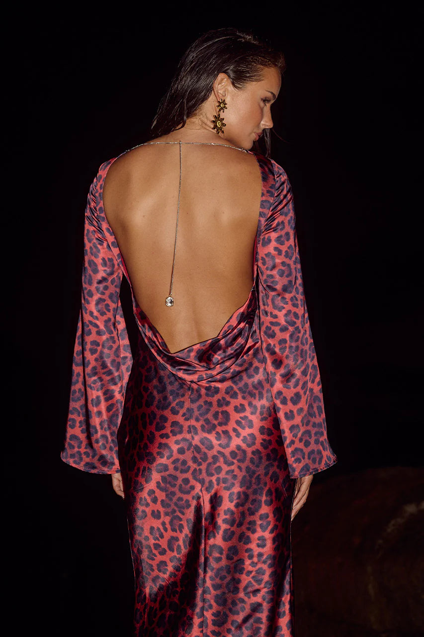 Xaria Maxi Dress Red Leopard