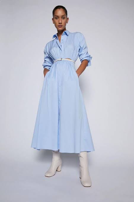 Cut Out Shirt Dress Sky Blue