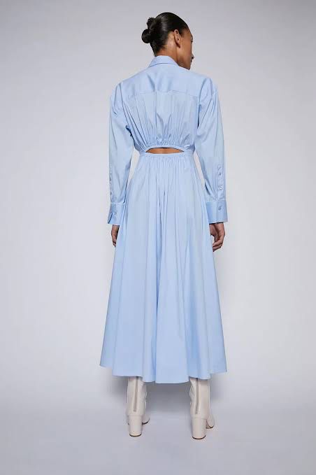 Cut Out Shirt Dress Sky Blue