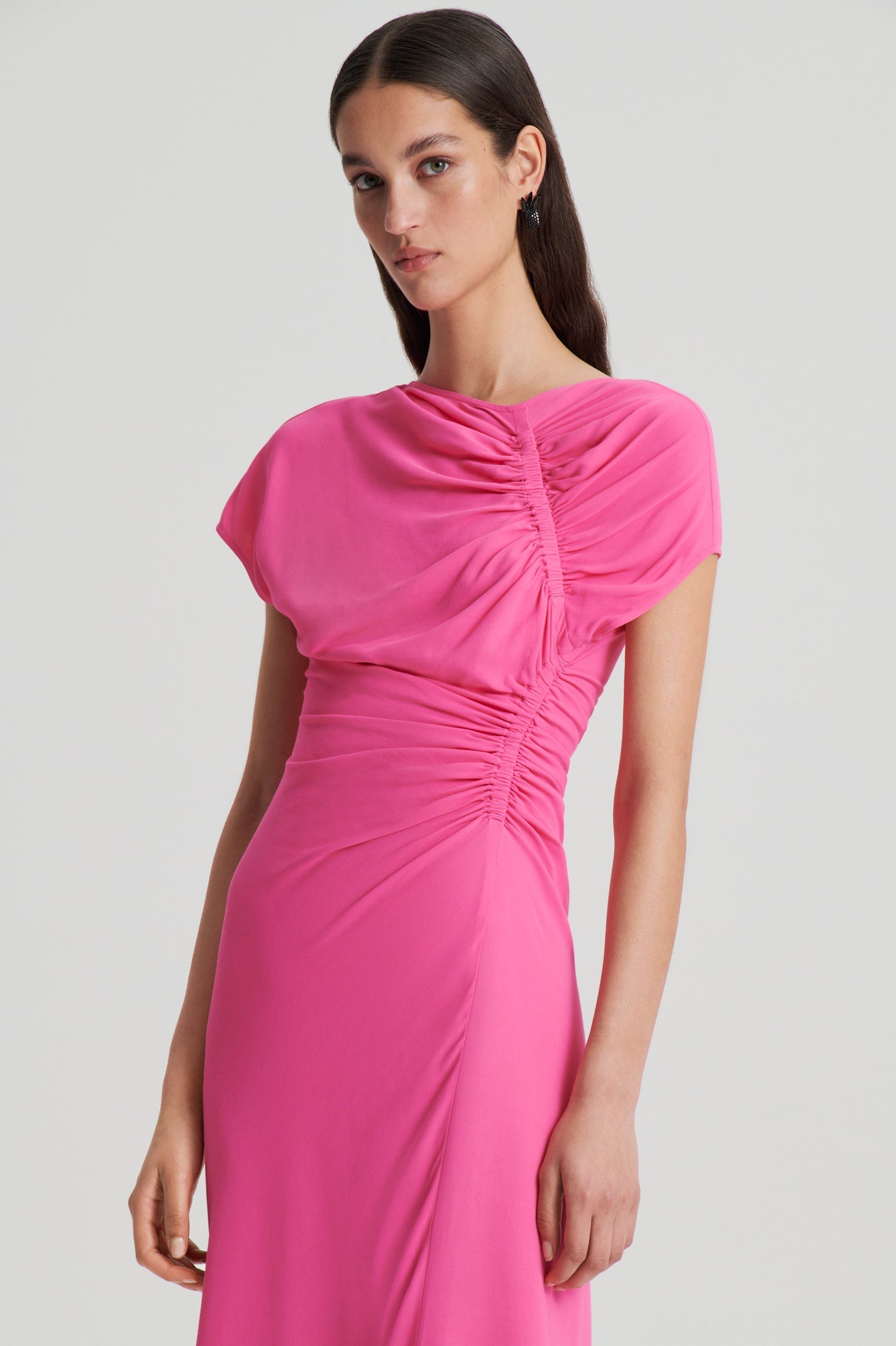 Gathered drape dress pink