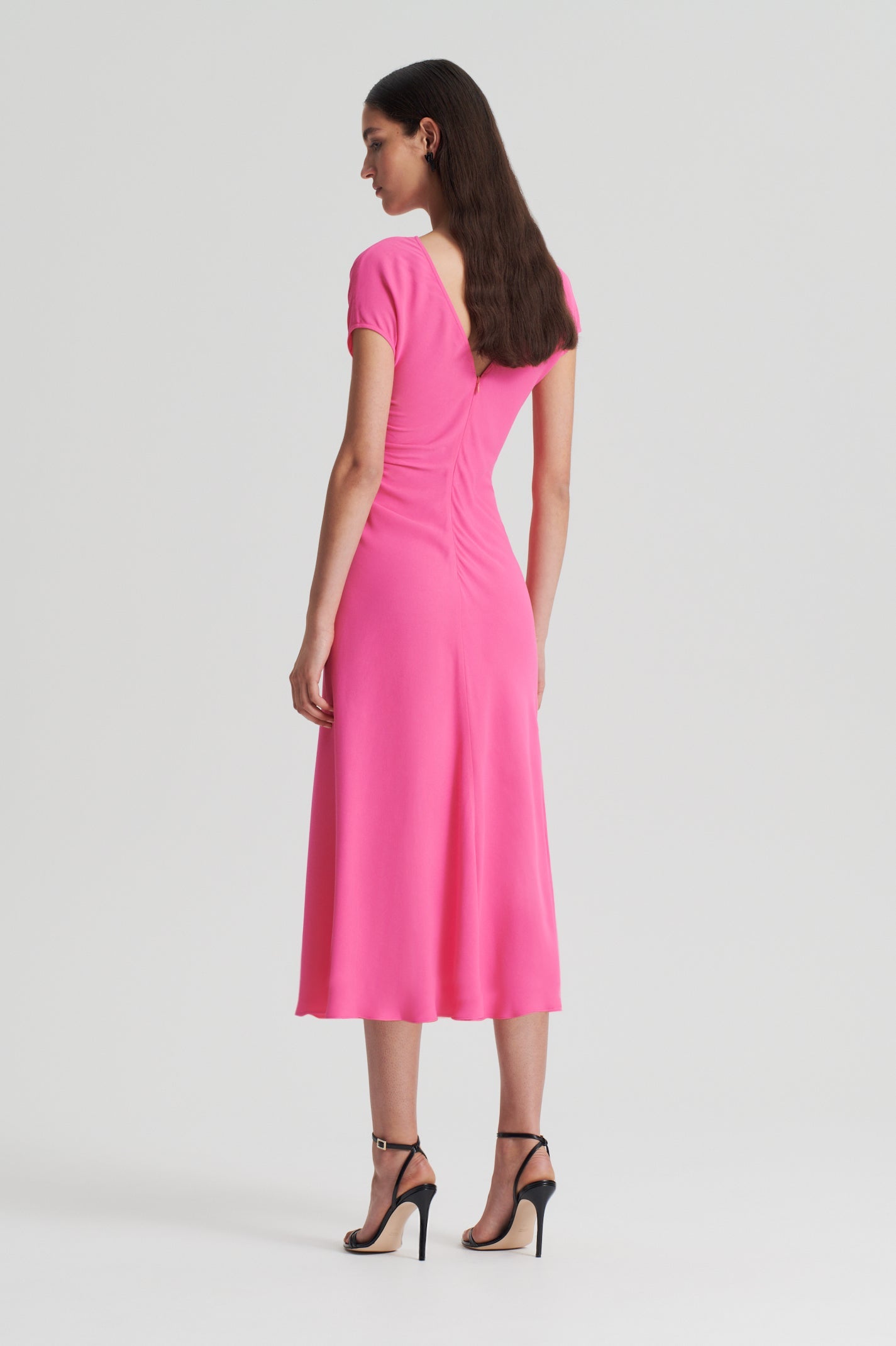 Gathered drape dress pink