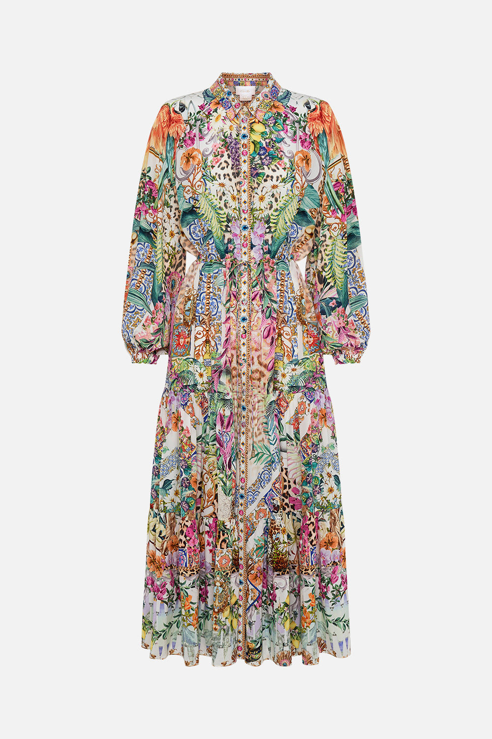 Tiered long shirt dress flowers of Neptune