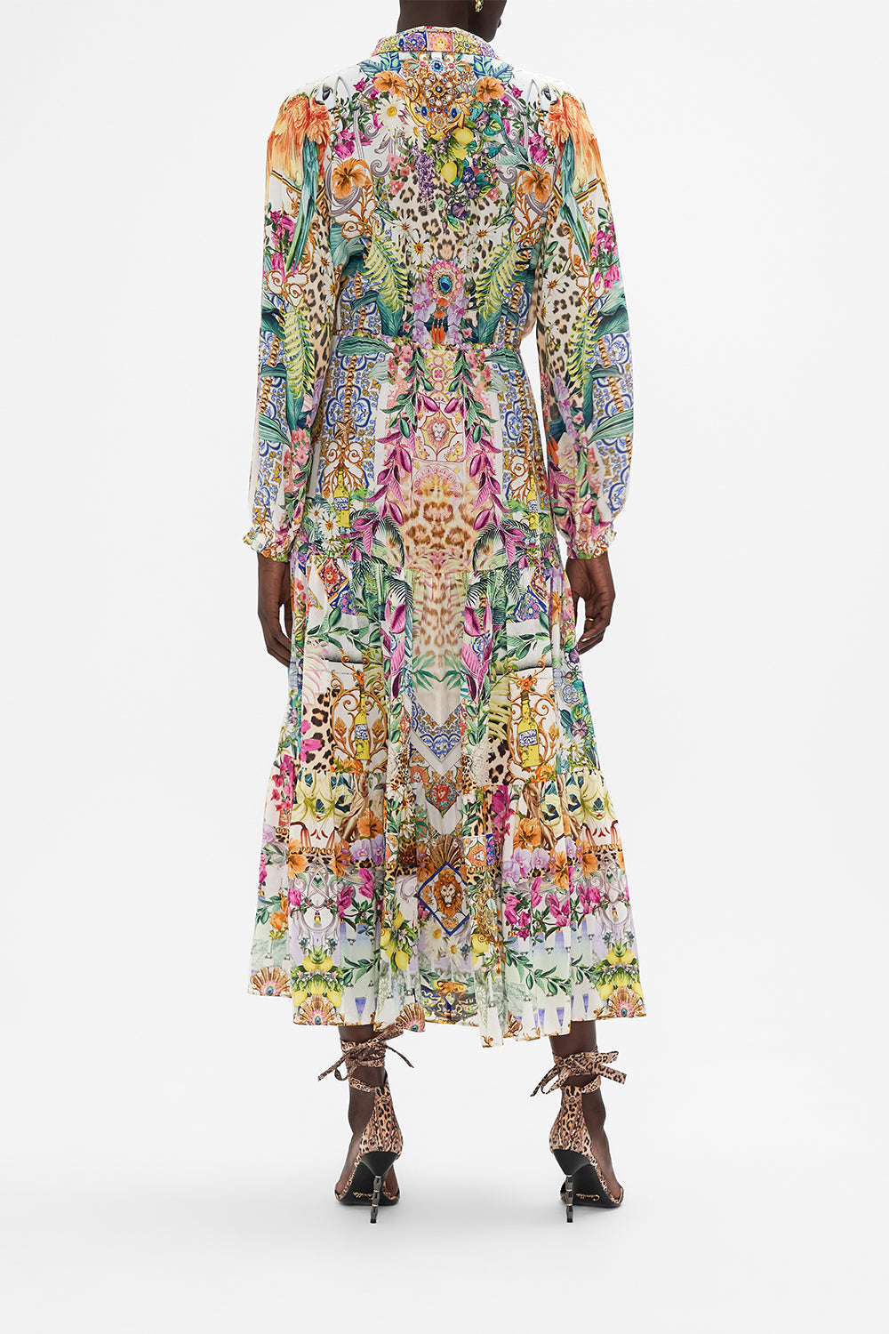 Tiered long shirt dress flowers of Neptune