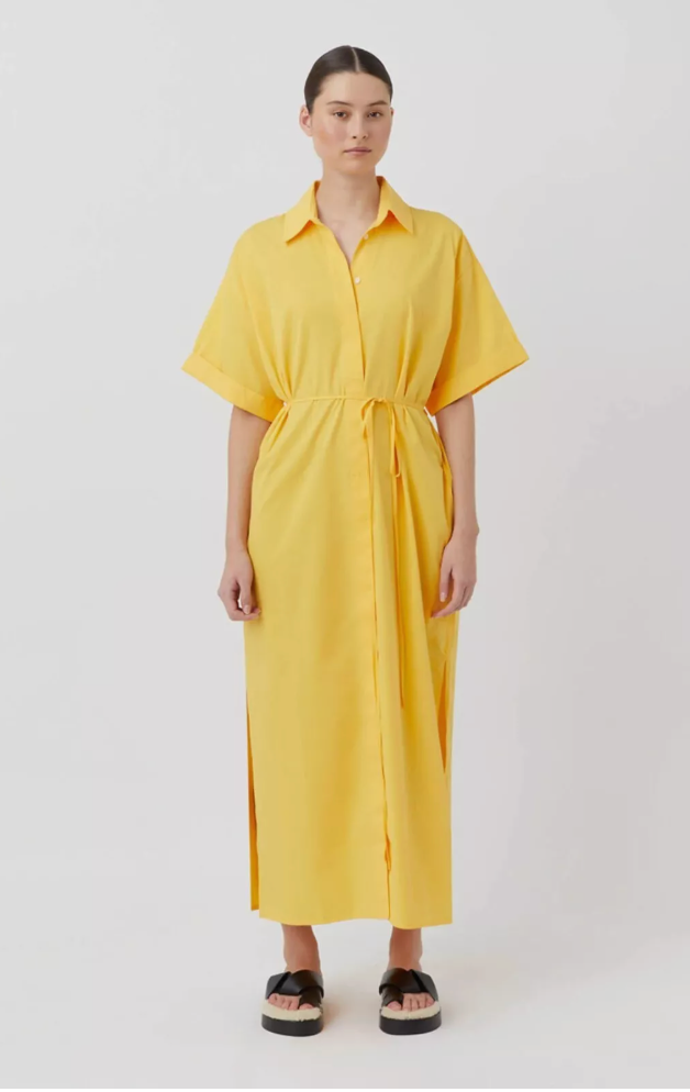 Wally Shirt Midi Dress Honey Yellow Gold