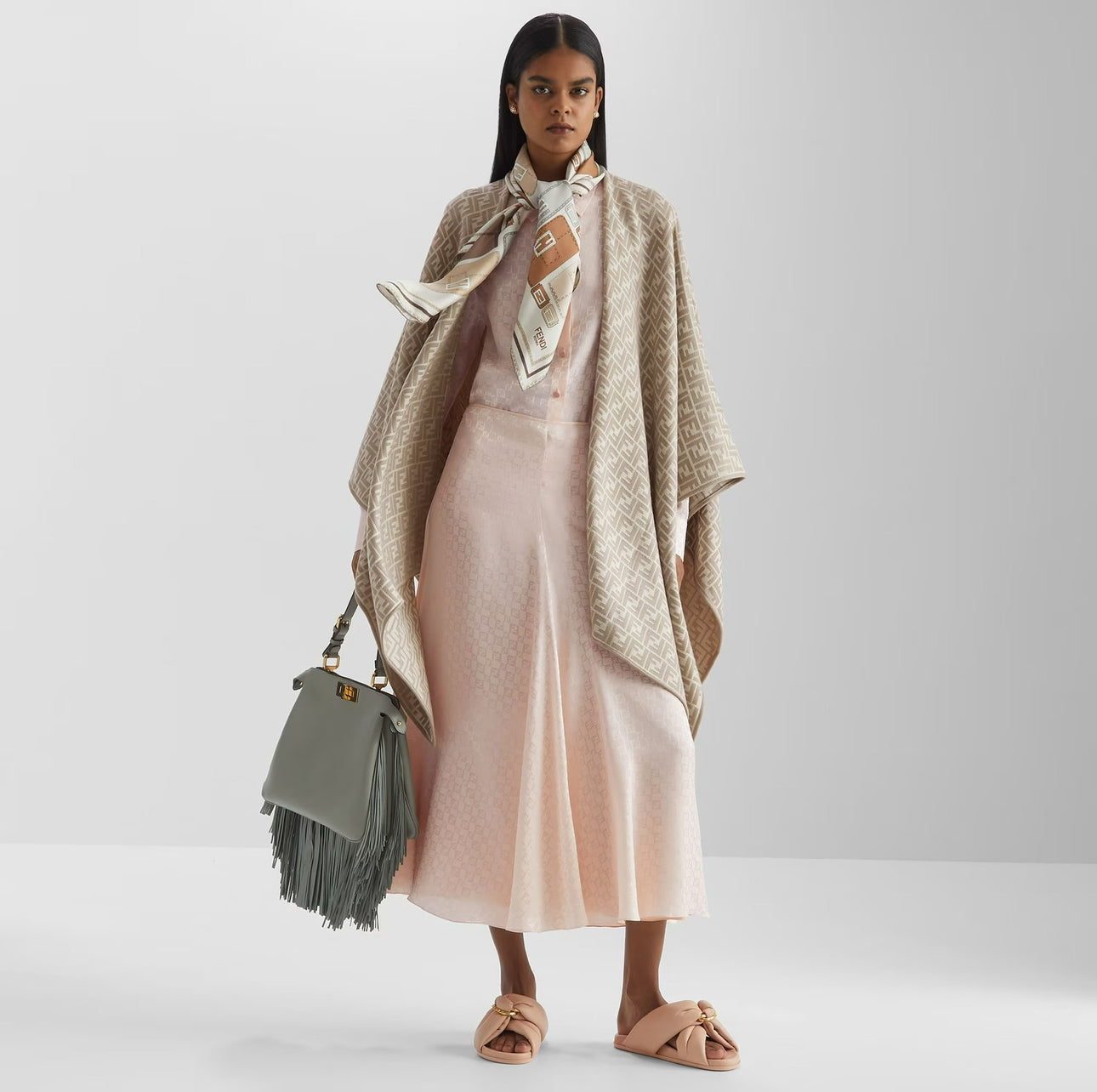 Poncho Grey Wool and Silk