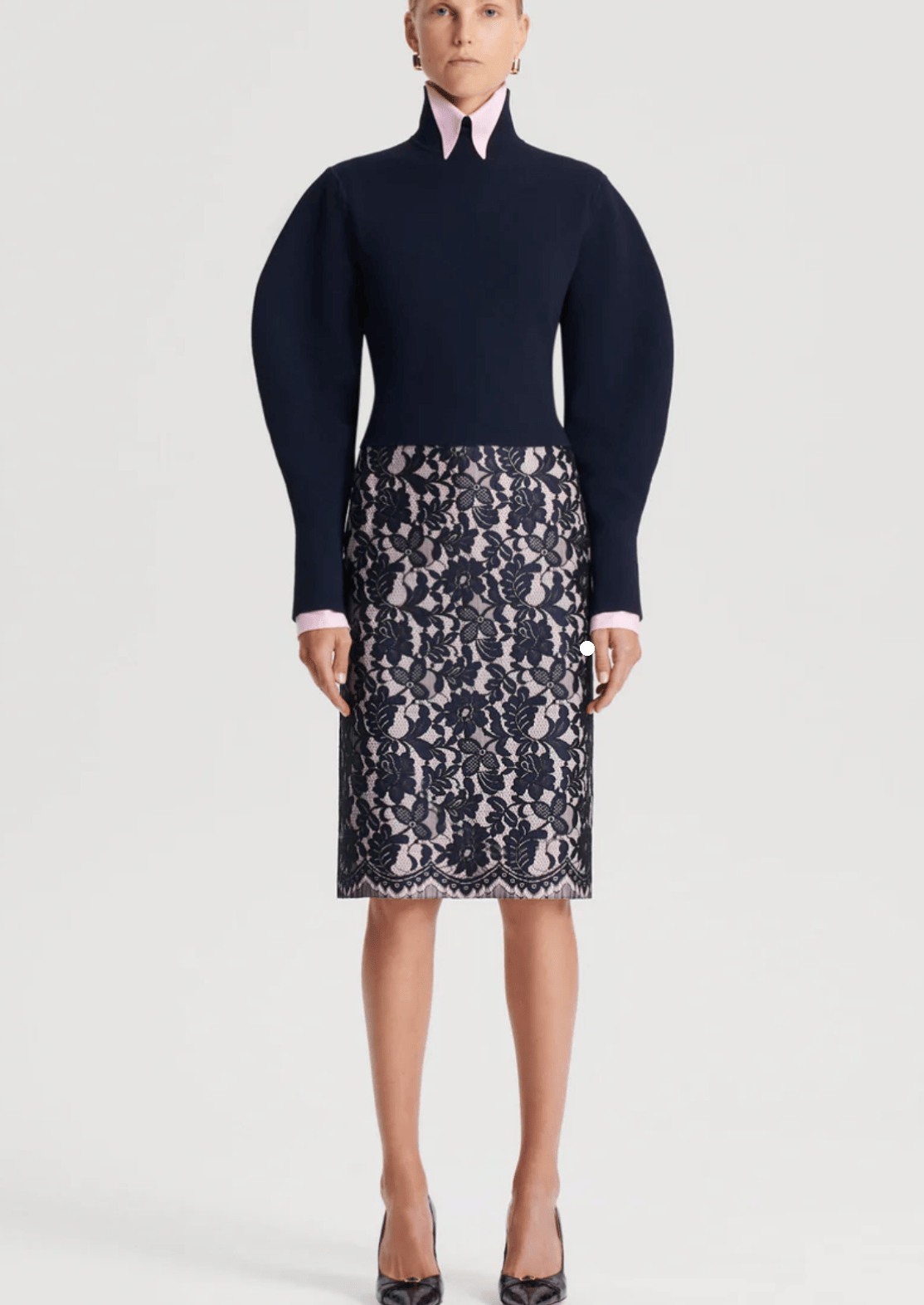 Navy Pink French Lace Set