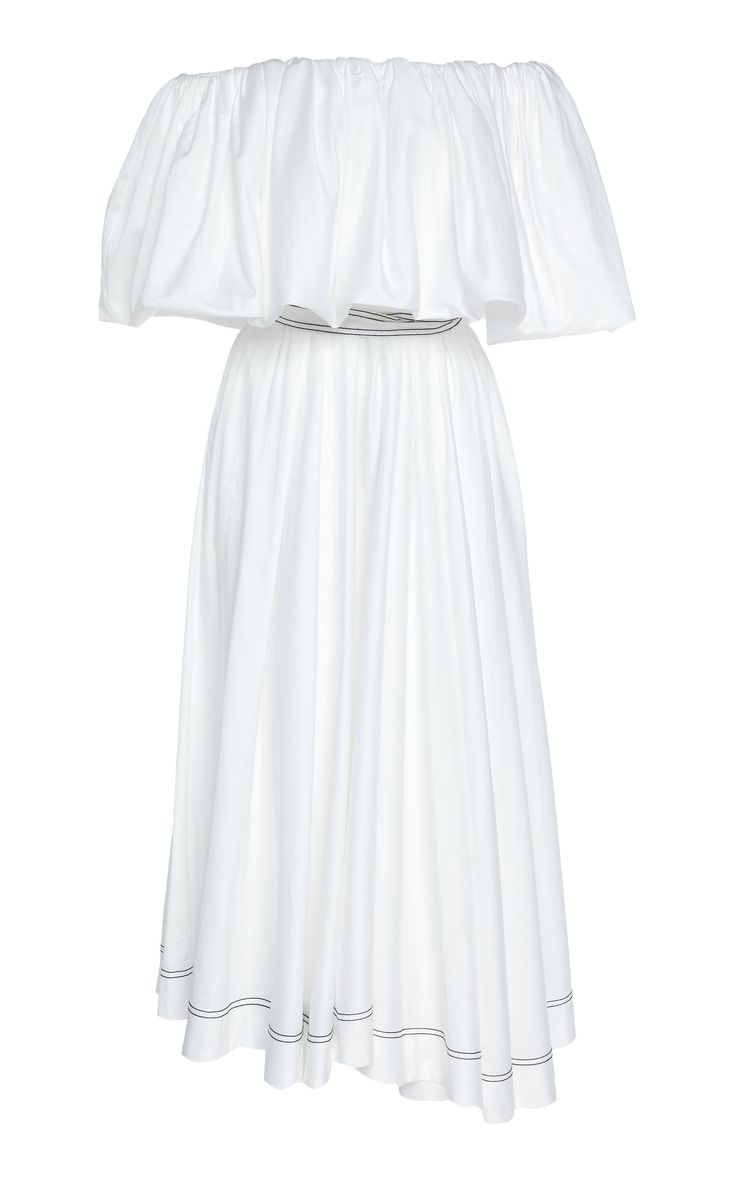 Prima Puff Midi Dress White