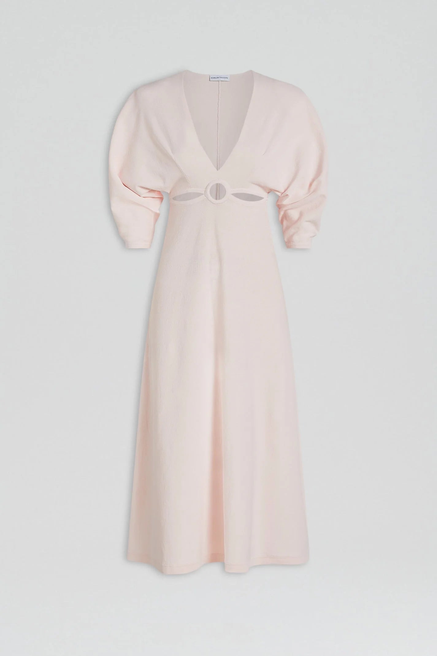 Baby Pink Crepe Knit Cut Out Cocoon Dress