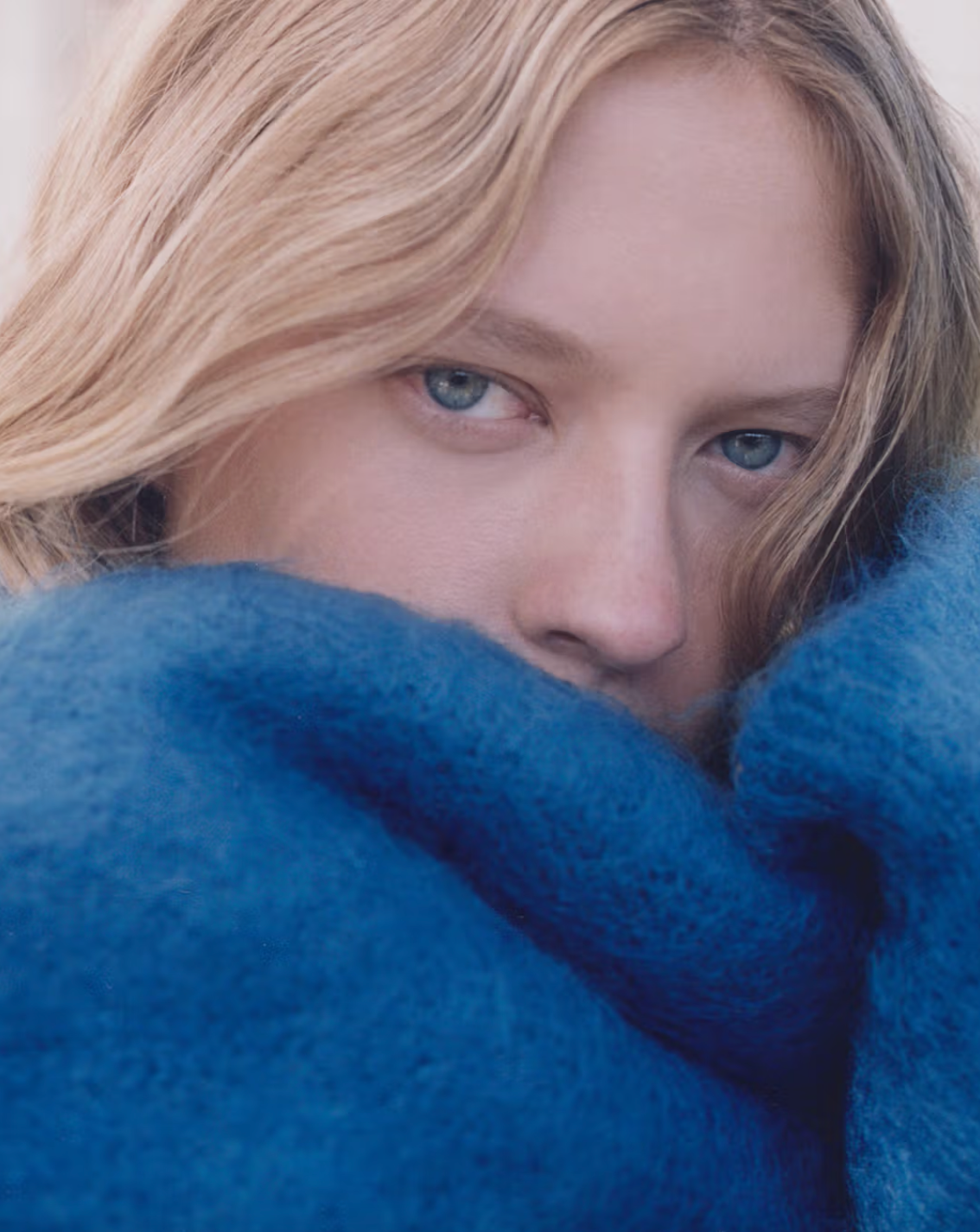 Brushed Mohair Cardigan Blue