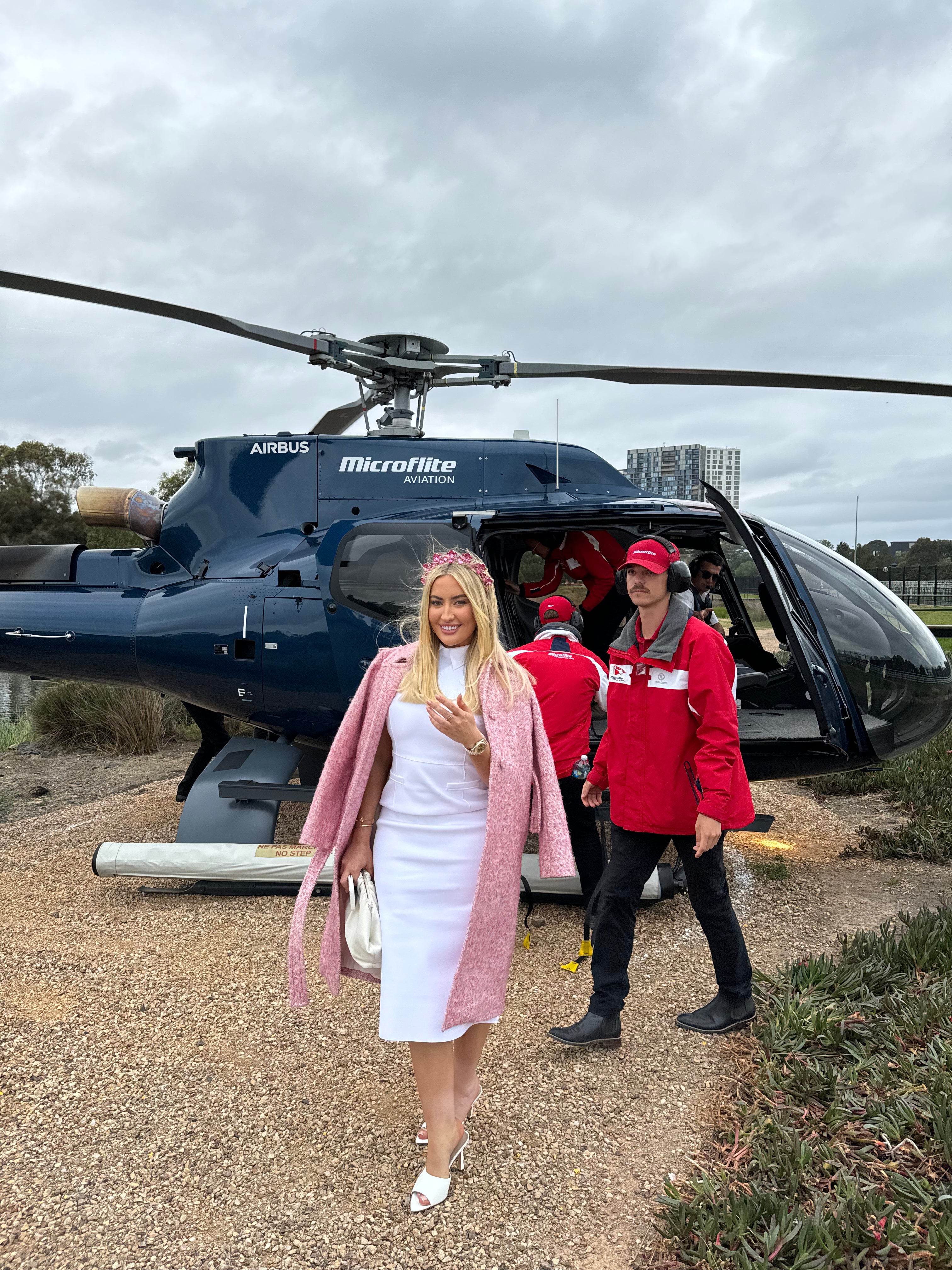 Pink And White Wool Coat