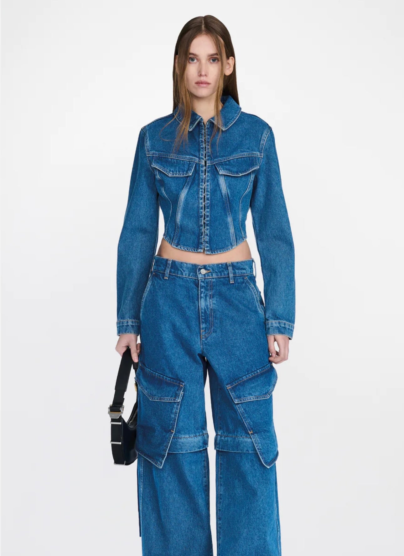 Denim Corset Top And Pant Set