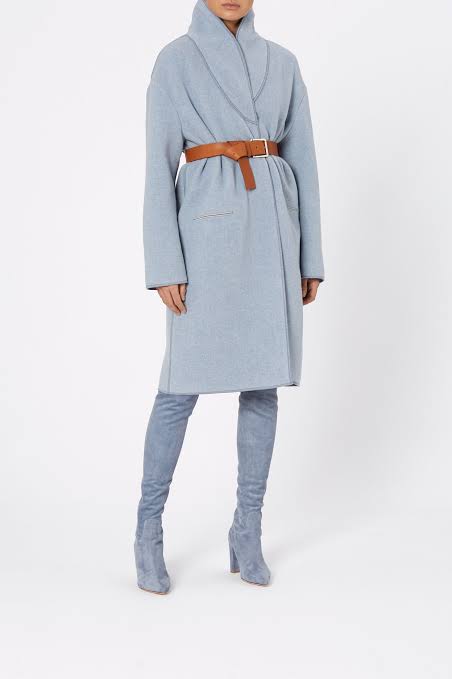 Blue Double Collar Wool Coat