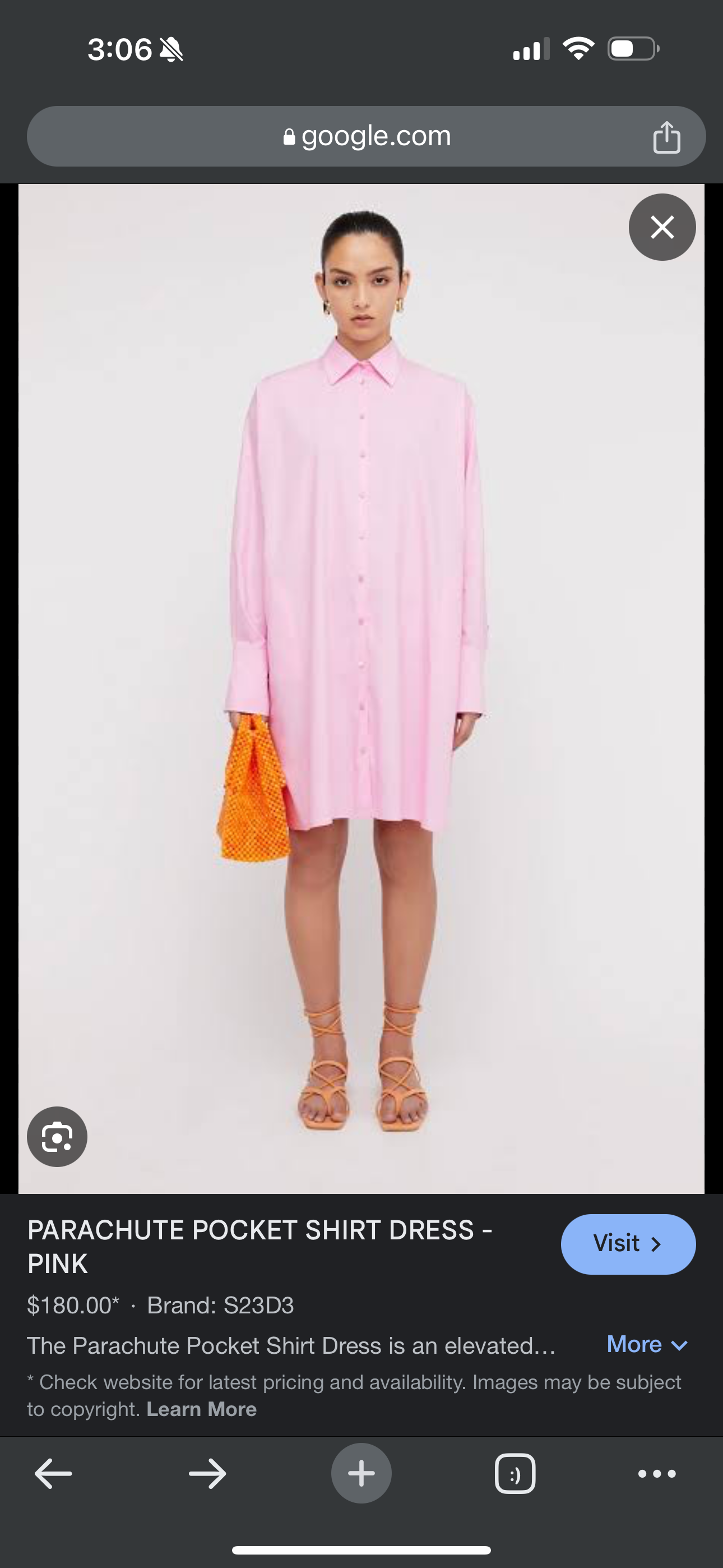 Parachute pocket shirt dress pink