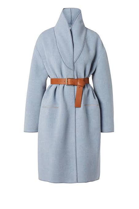 Blue Double Collar Wool Coat