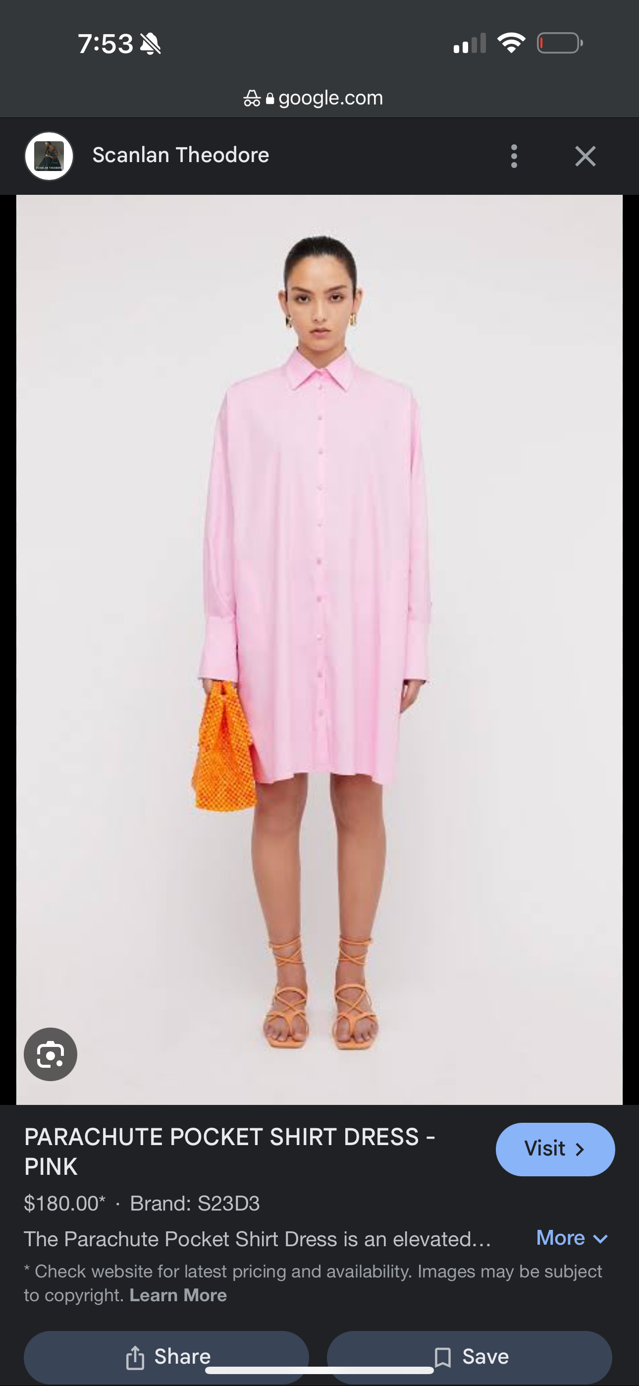 Parachute pocket shirt dress pink
