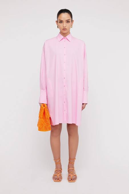 Parachute pocket shirt dress pink