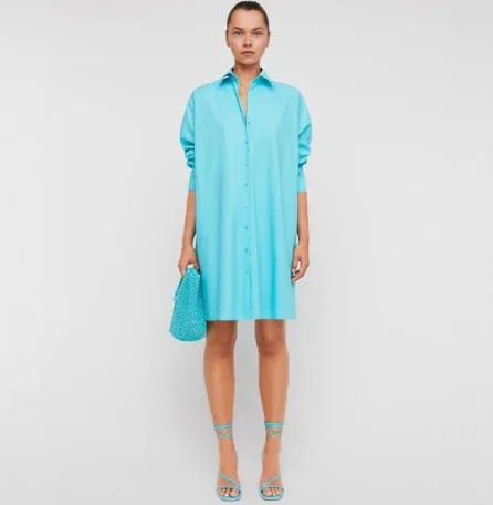 Parachute Pocket Shirt Dress Turqoise
