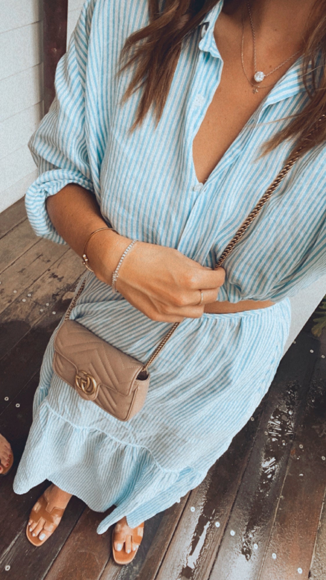 Striped Cotton Voile Blue Stripe Set