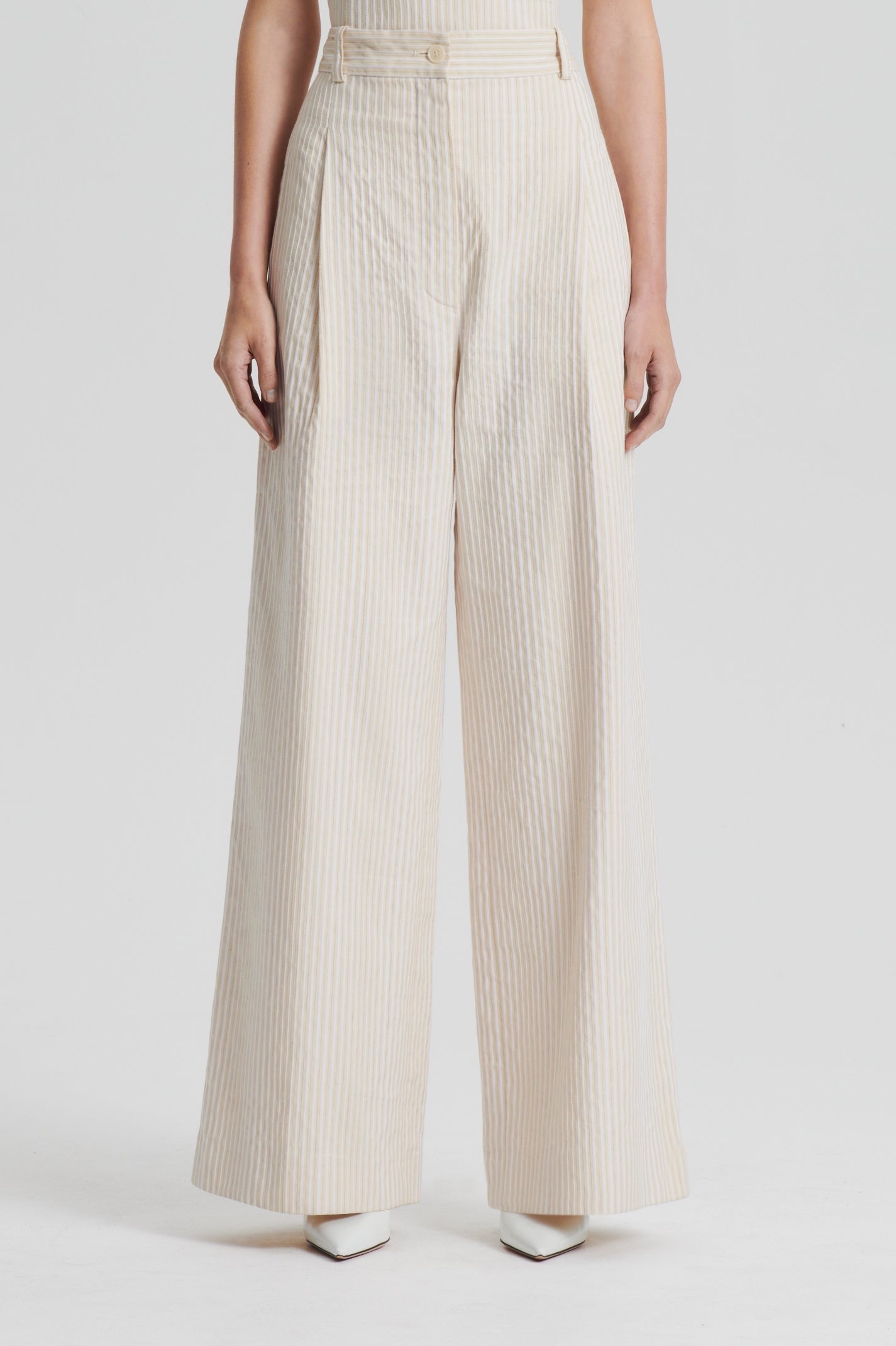 Striped Cotton Bustier Cream