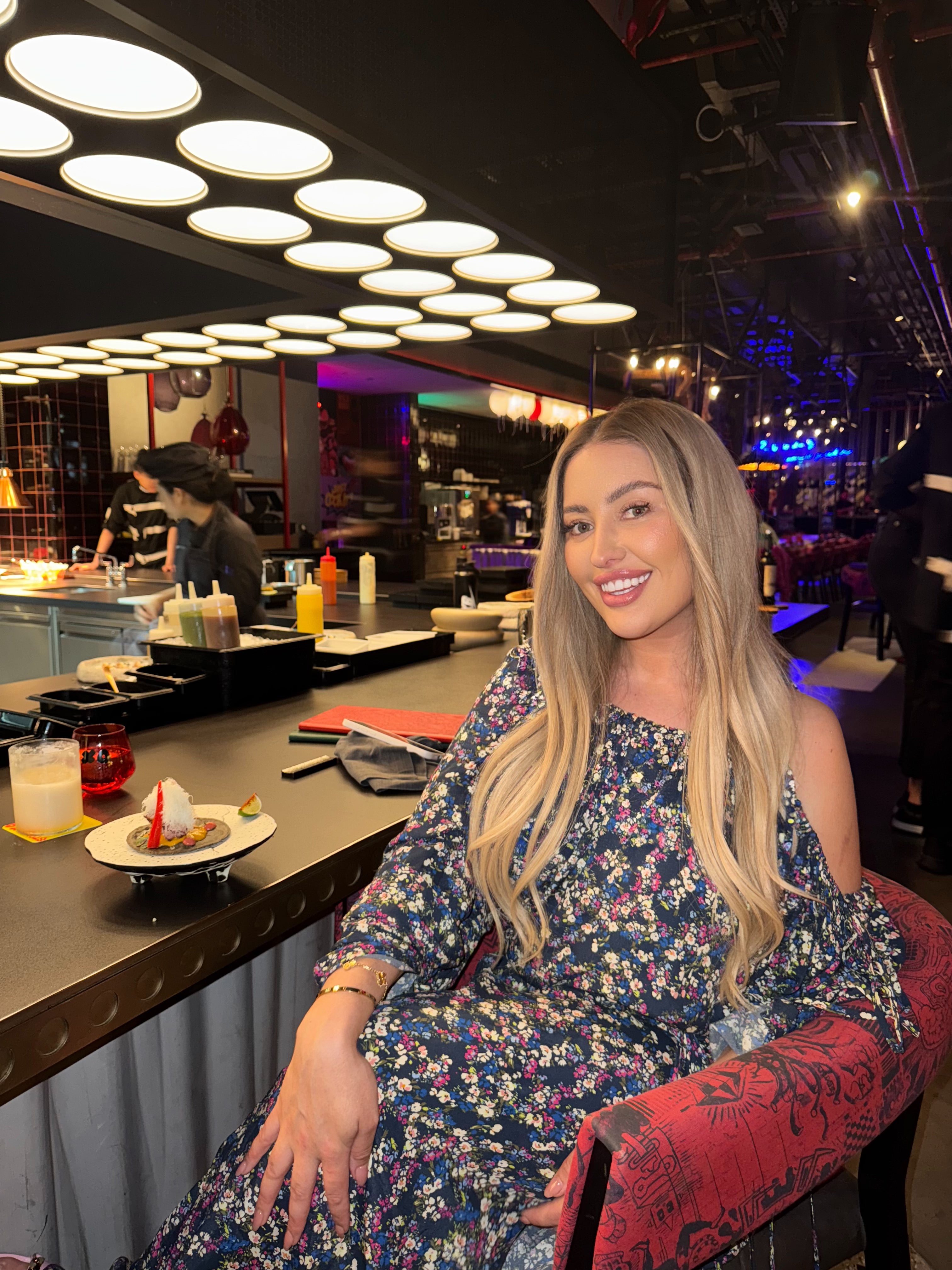 Navy floral drawcord set