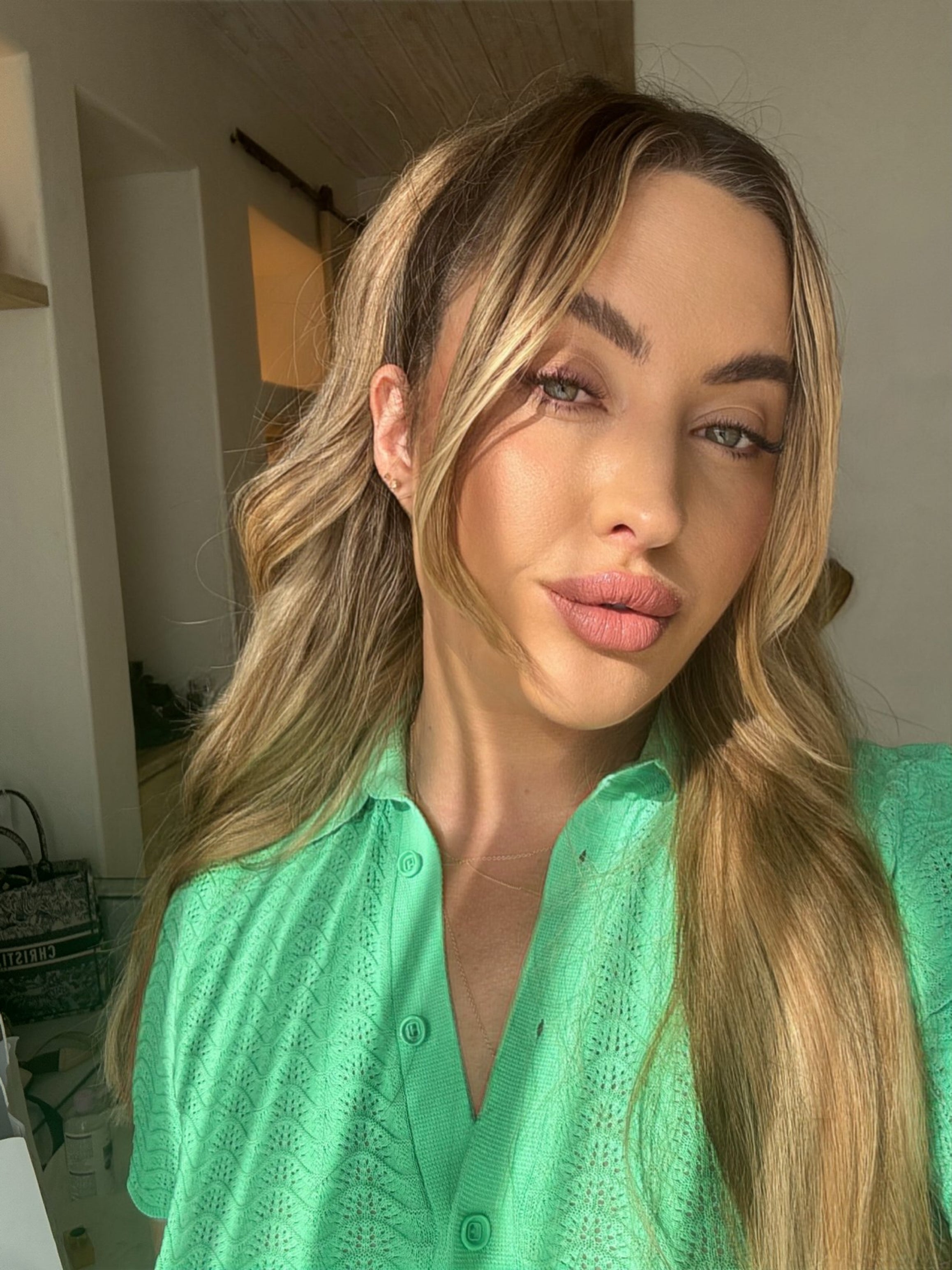 Pleat Lace Shirt Green Set