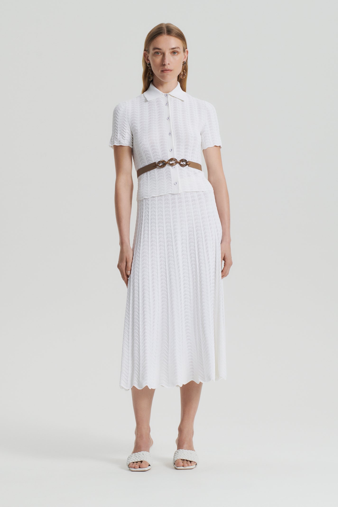 Pleat Lace White Set