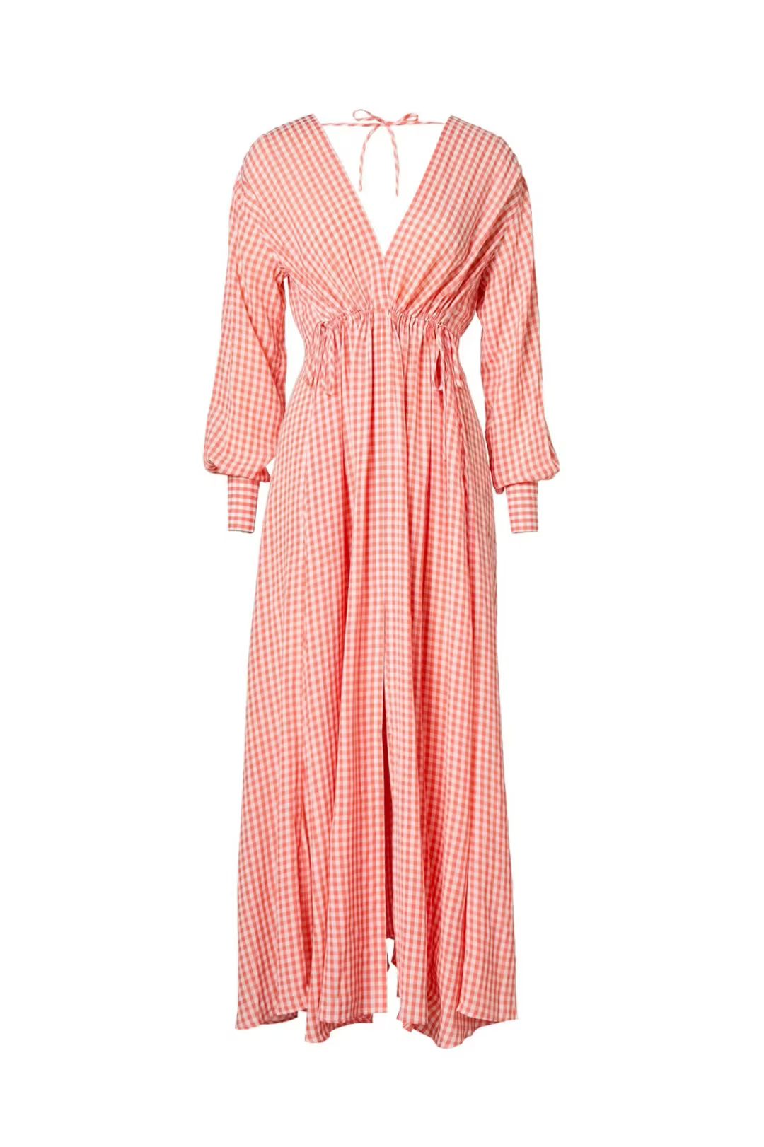 Scanlan Theodore V Neck Gingham Dress Peach