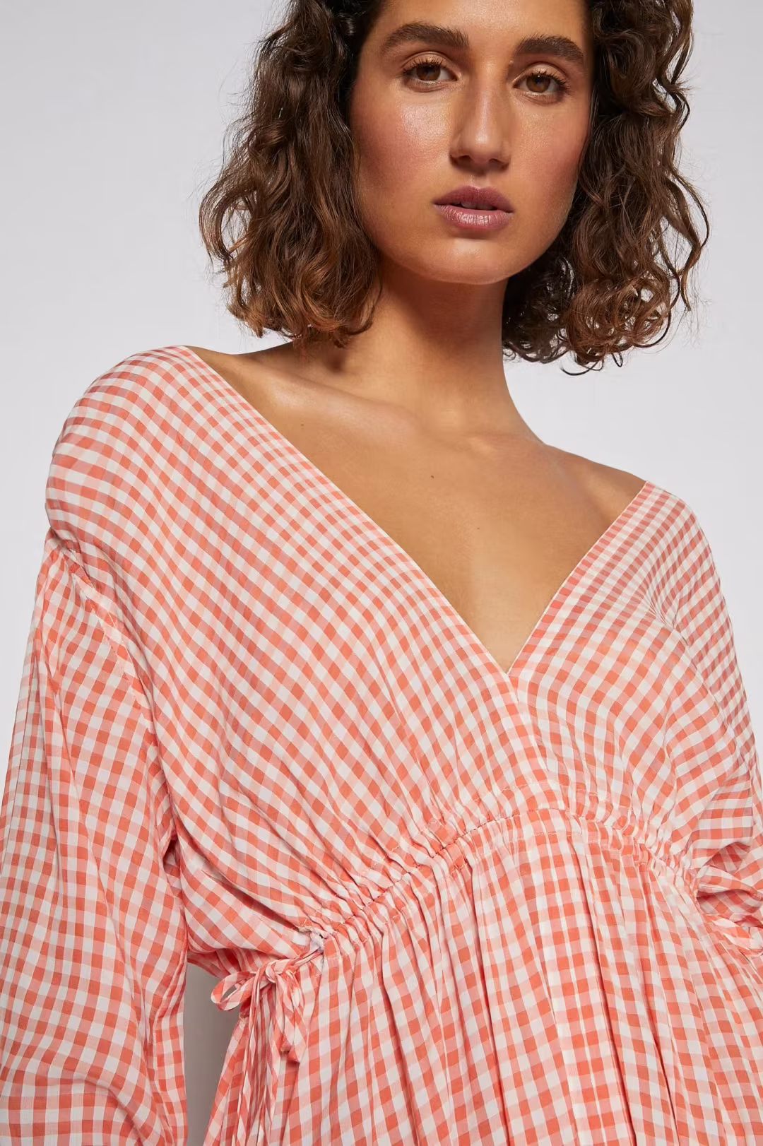 Scanlan Theodore V Neck Gingham Dress Peach