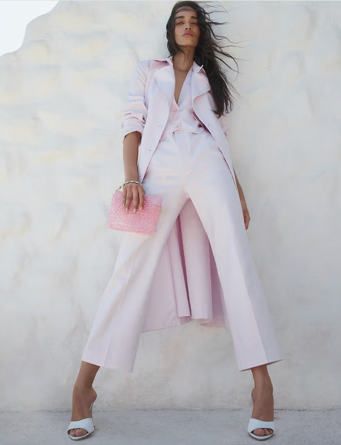 Baby Pink Cotton Trench and Pant Set