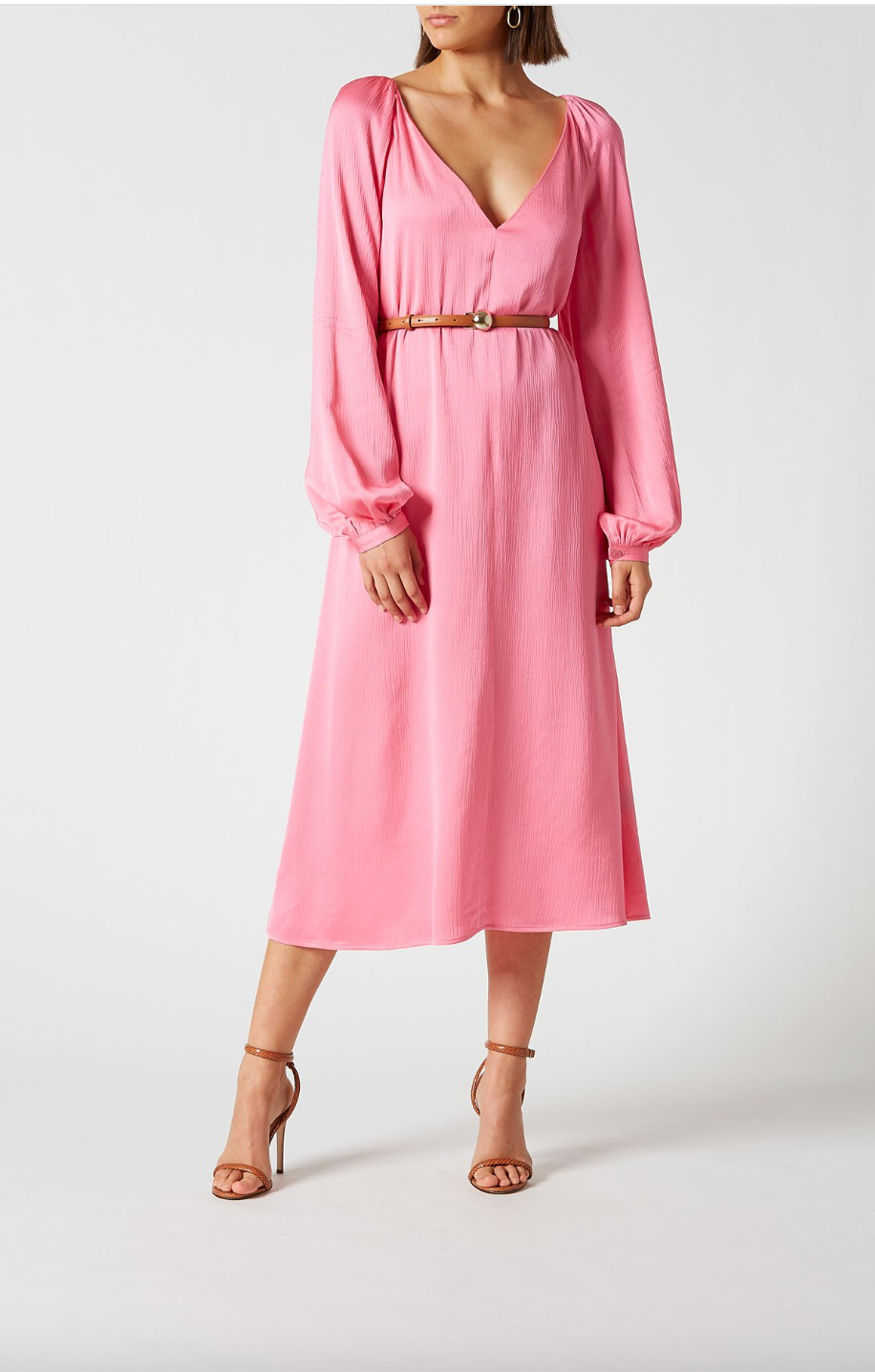 The Textured Satin Trapeze Dress pink