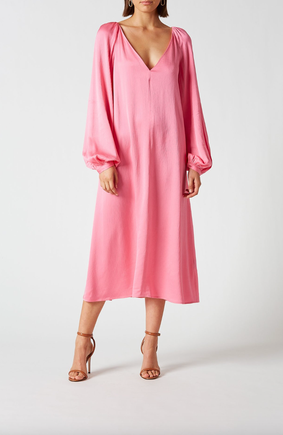 The Textured Satin Trapeze Dress pink