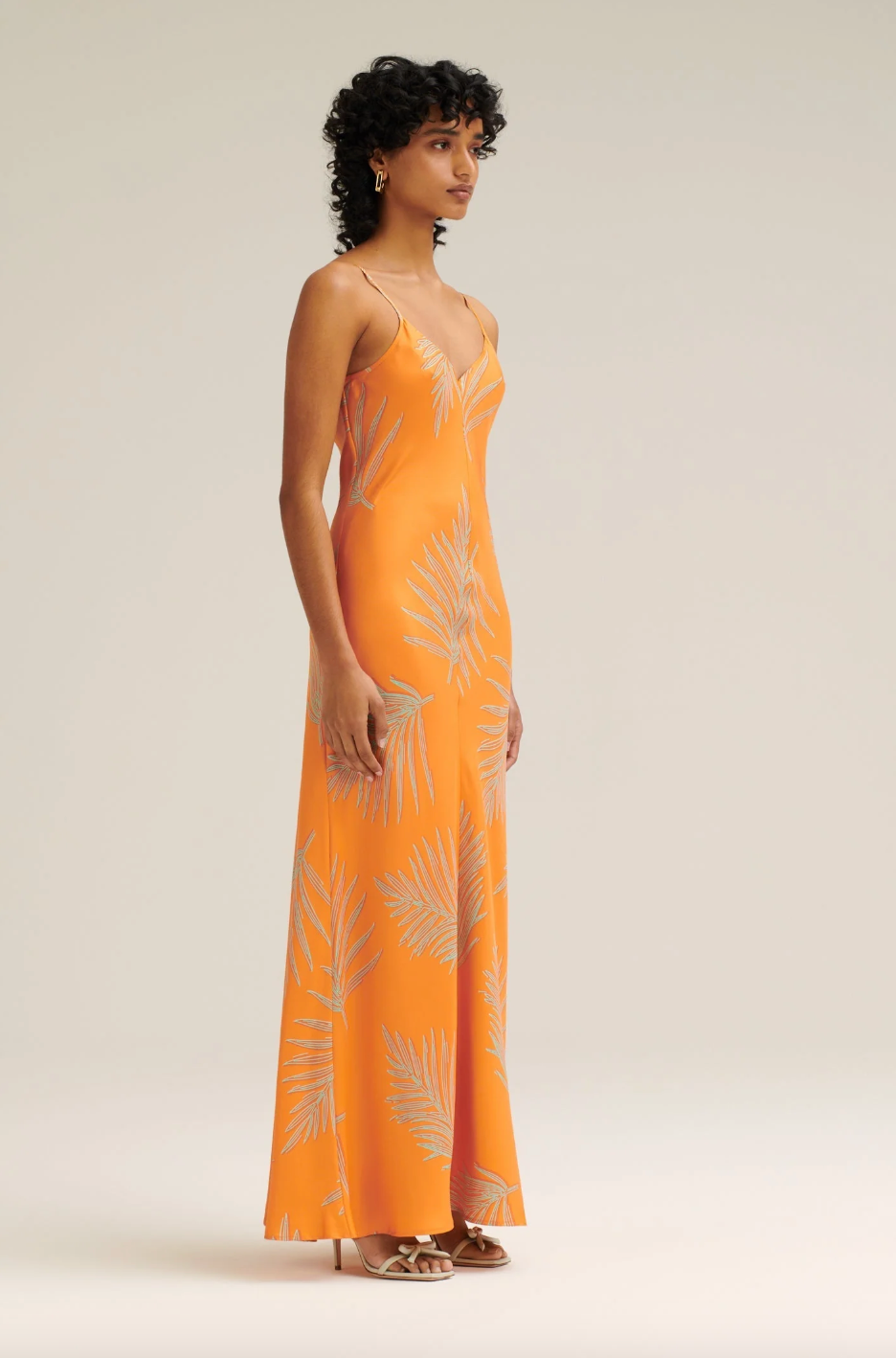 Silk Twill Feather Leaf Top Orange