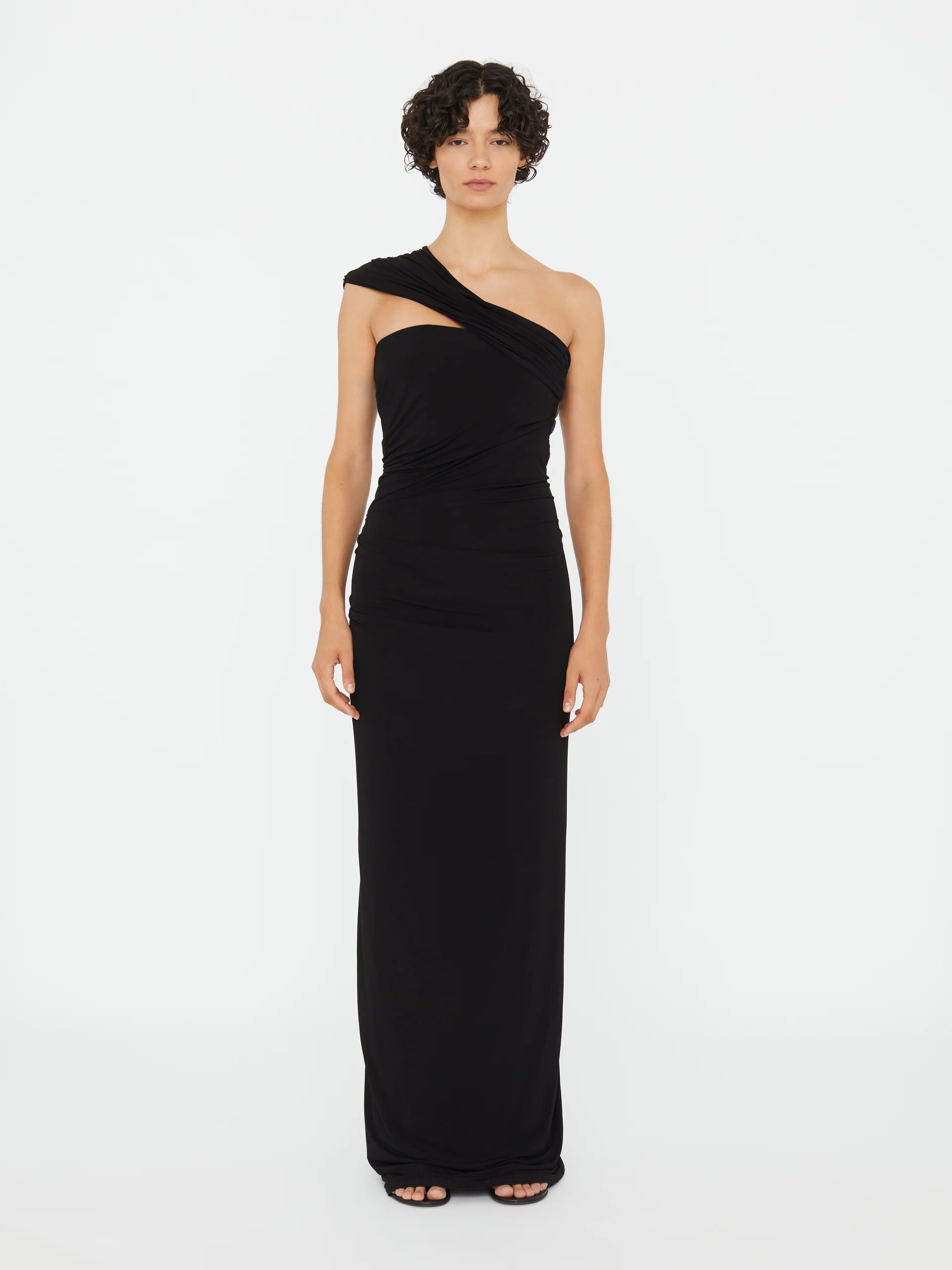 Beach Glass Draped Jersey Strapless Dress